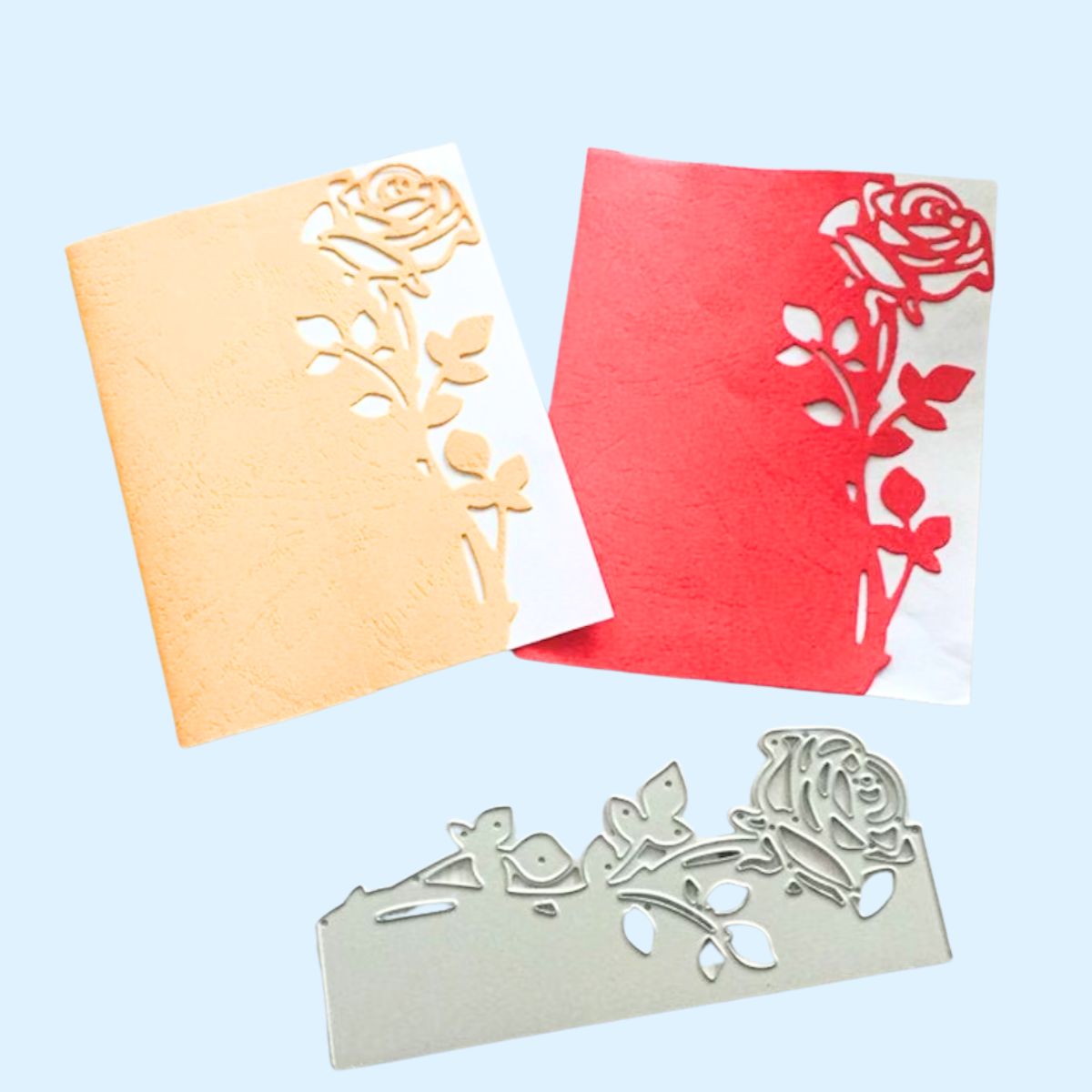 Troquel de Borde de Rosa Floral con Tallos