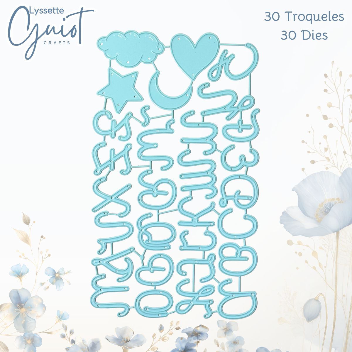 Set de Troqueles Alfabeto Mayúsculas Script con Figuras