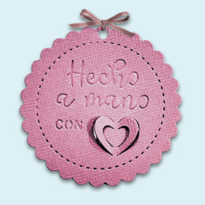 Troquel Etiqueta Hecho a Mano con Corazón